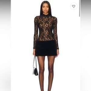 Leslie Amon Maya Mini Dress in Black Lace